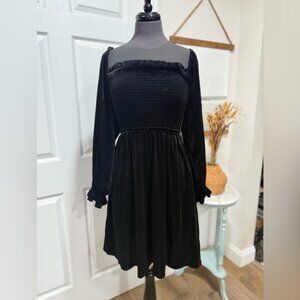 Another Love Chic Black Velvet Long Sleeve Dress